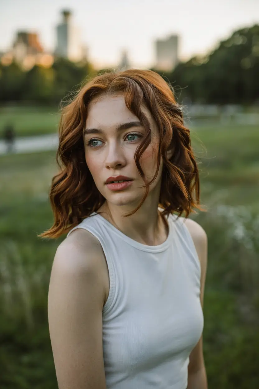 Fall Hair Colors for Warm Skin Tones Coppery Curled Bob with Volume