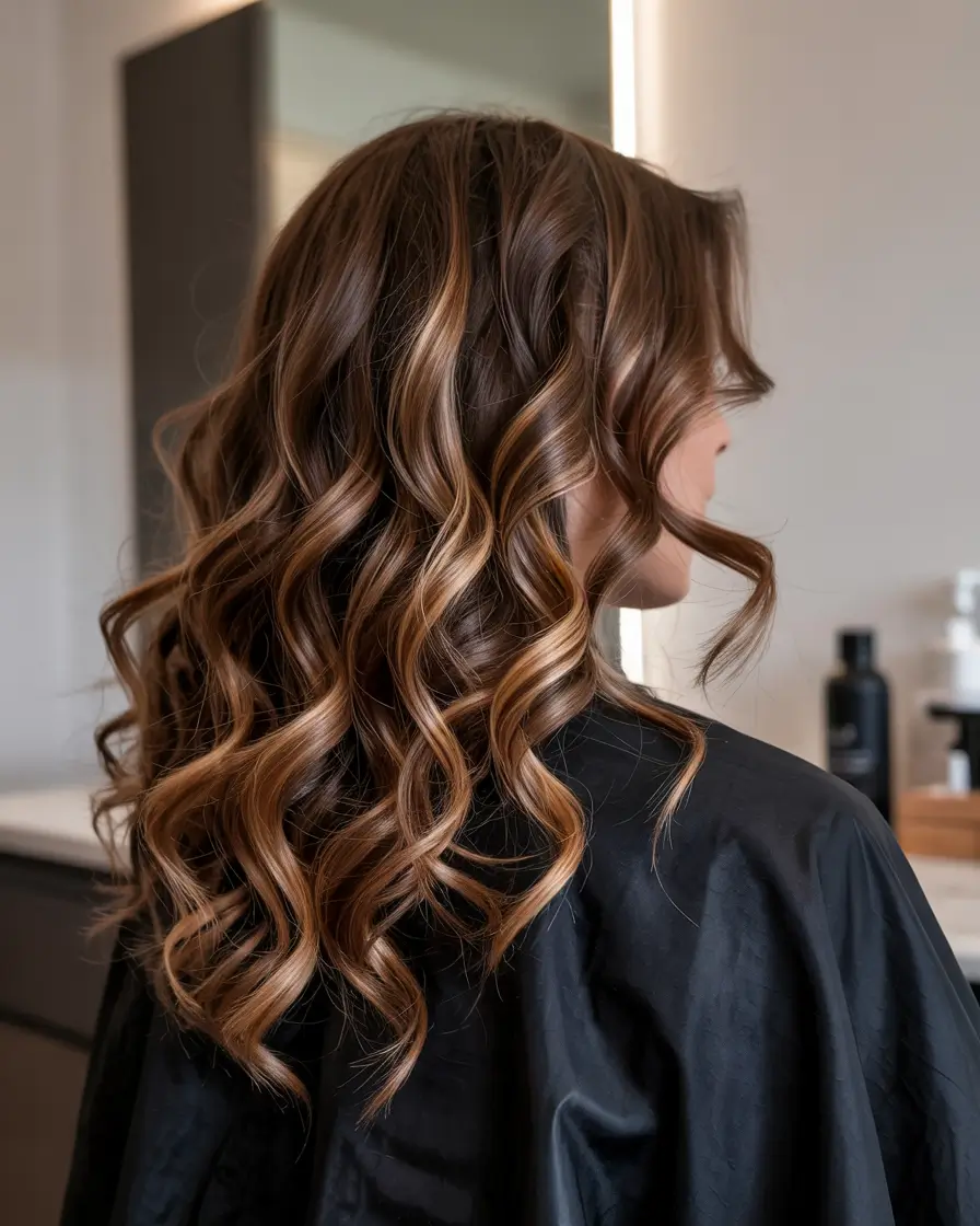 Fall Hair Colors for Warm Skin Tones Toffee Swirl Curls with Dimensional Brunette