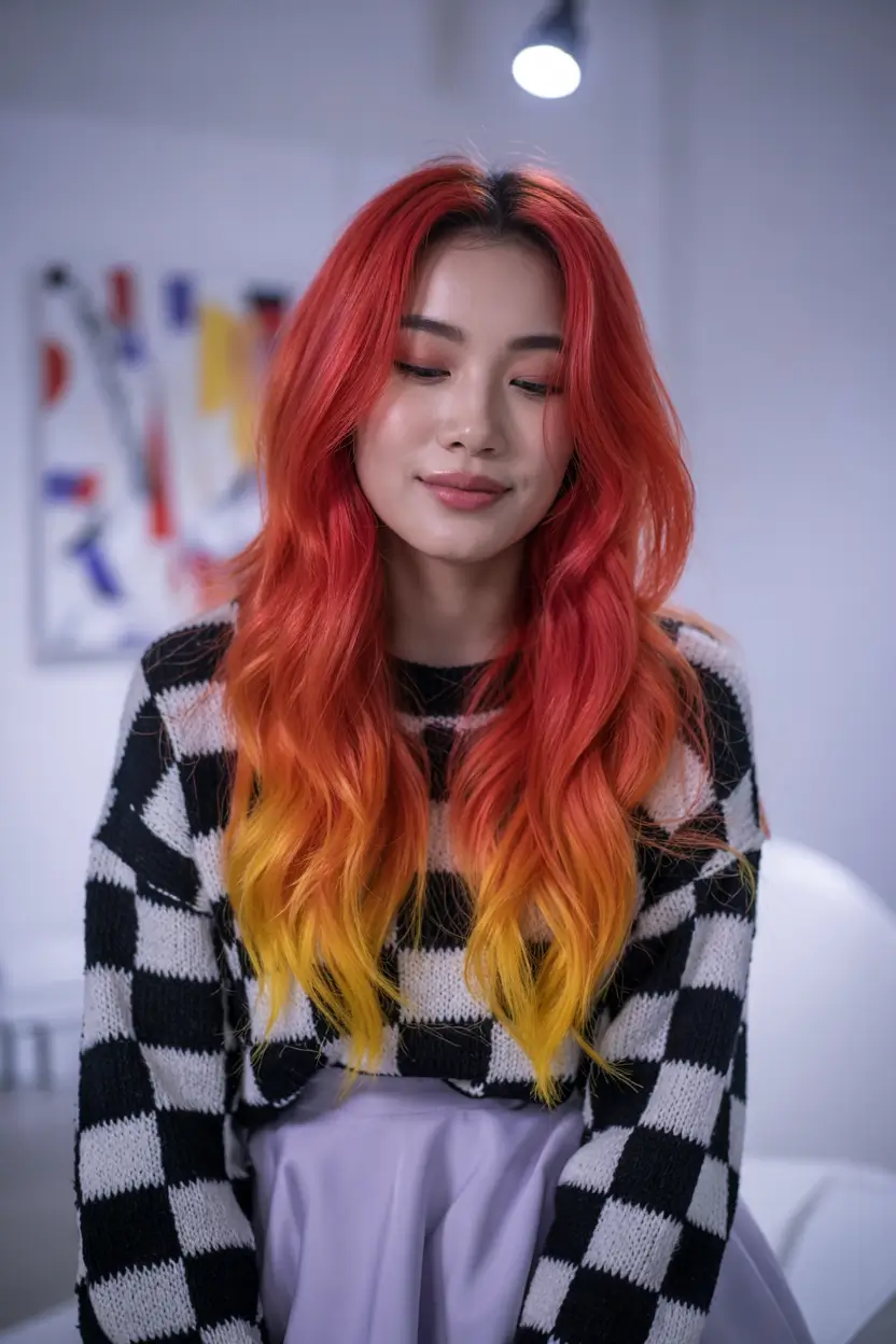 Fall Hair Colors for Warm Skin Tones Sunset Melt with Fiery Ombre