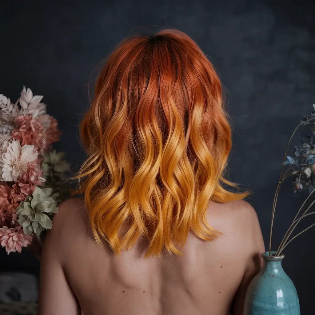 Fall Hair Colors for Warm Skin Tones Pumpkin Gold Mid-Length Waves