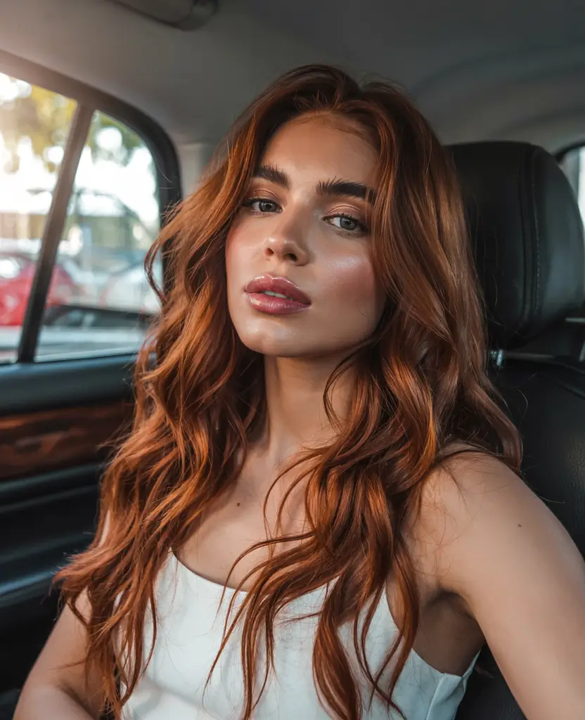 Fall Hair Colors for Warm Skin Tones+Glossy Auburn with Autumn Firelight Tones
