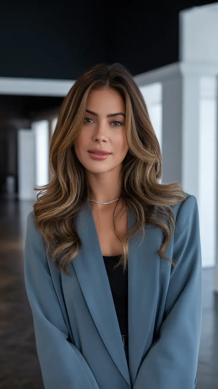Fall Oval Face Haircuts Soft Brunette Layers with Dimensional Waves