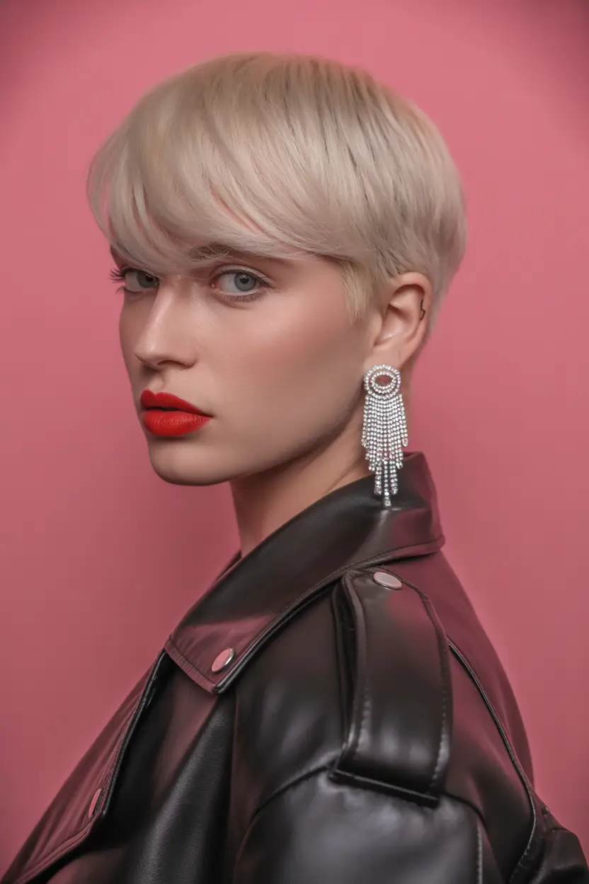 Fall Oval Face Haircuts Chic Platinum Pixie with Texture