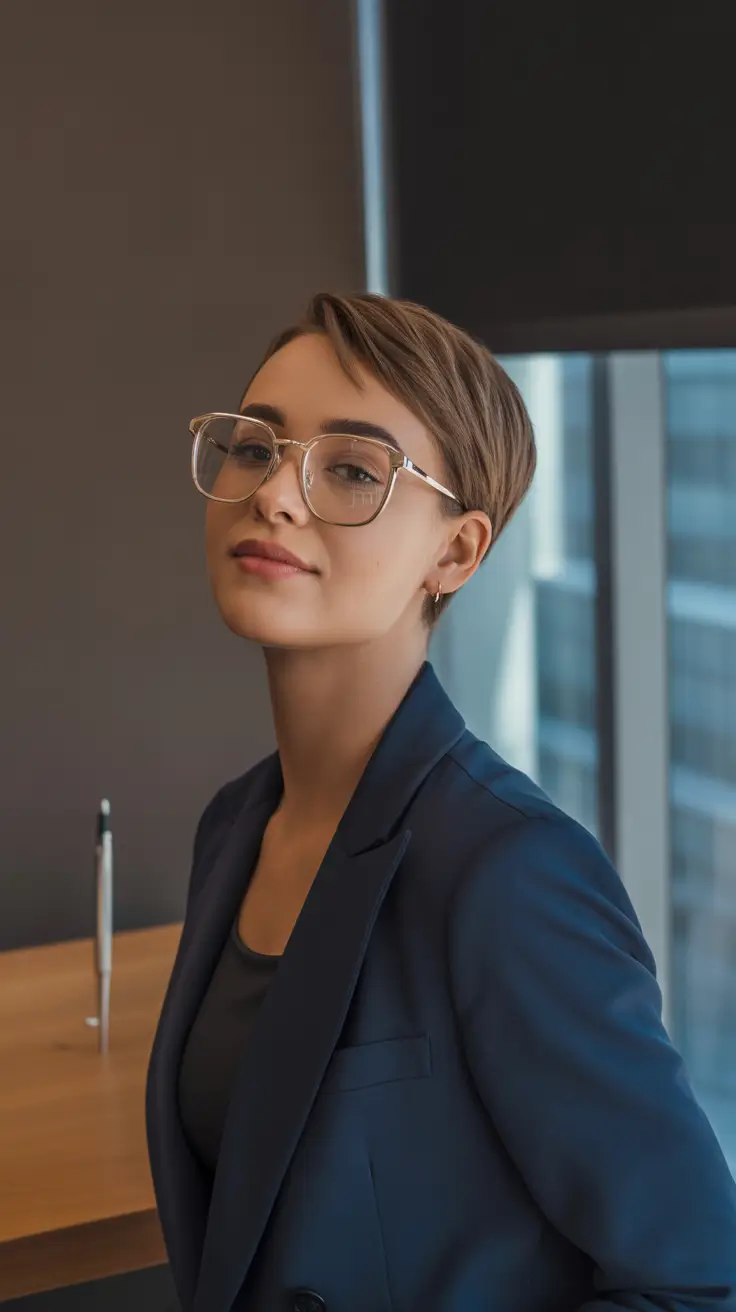 Fall Oval Face Haircuts Refined Office Pixie with Natural Texture