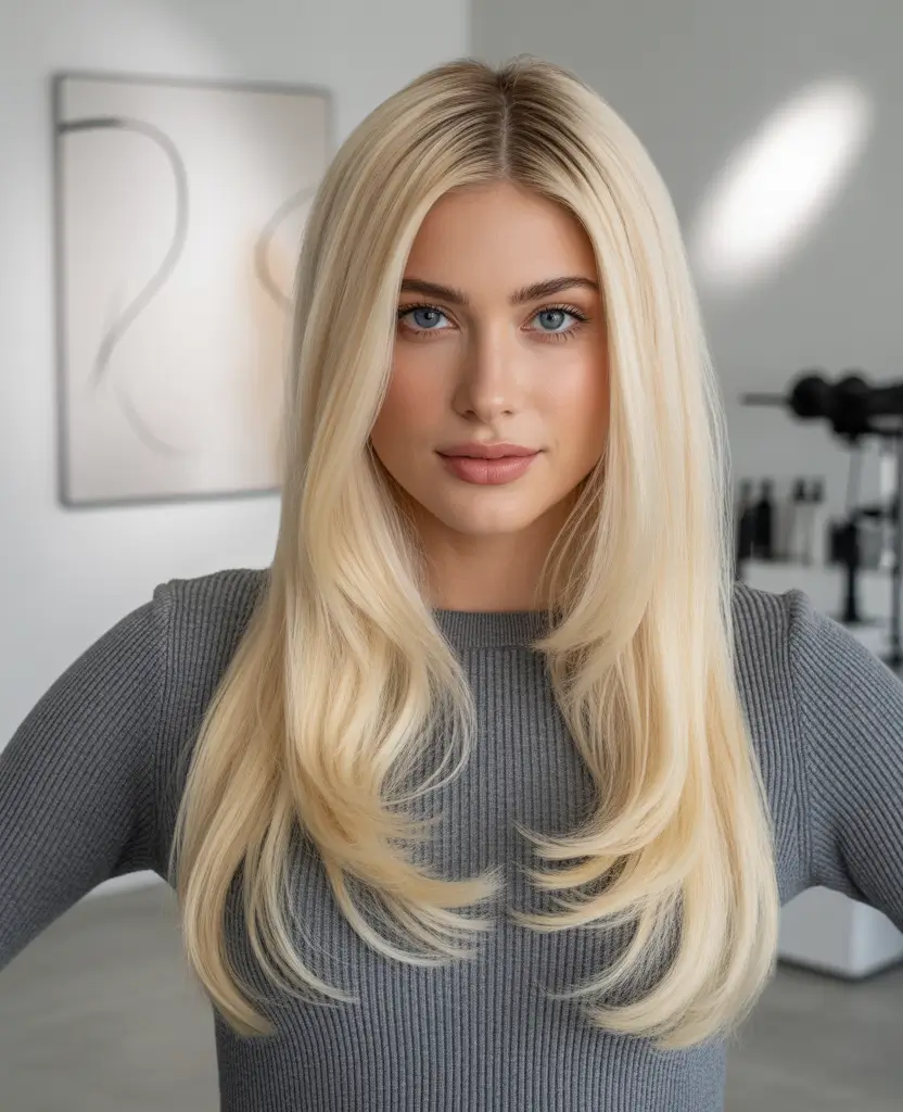 Fall Oval Face Haircuts Long Sleek Blonde with Face-Framing Layers