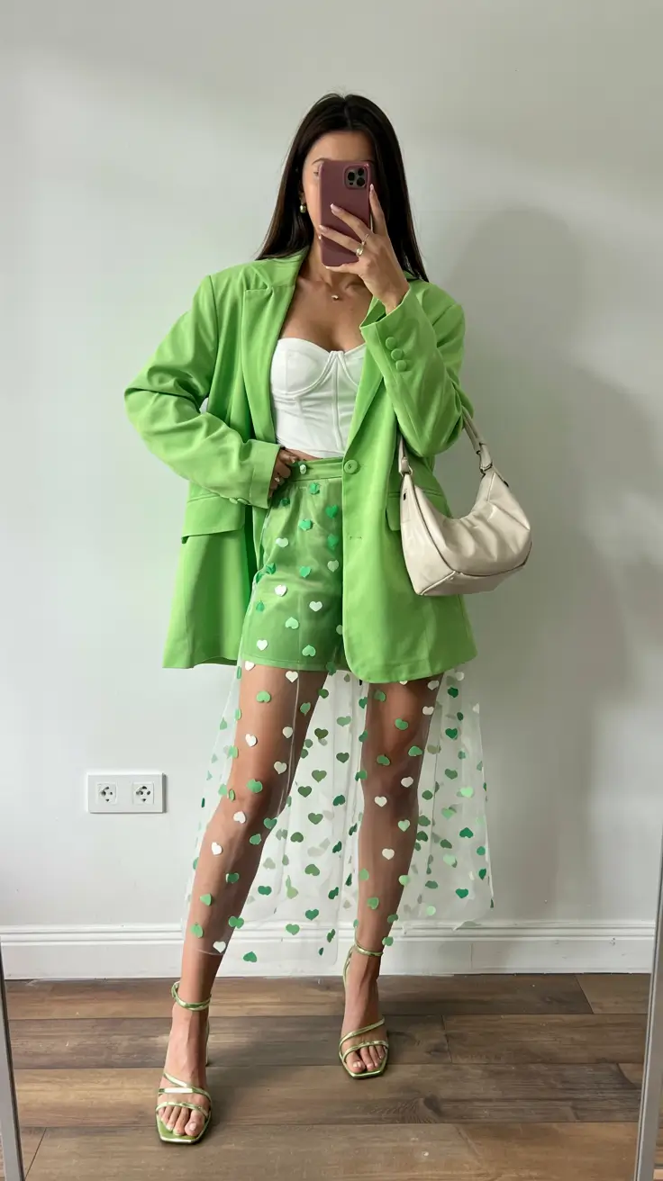 october wedding guest outfits Neon Lime Meets Sheer Playfulness