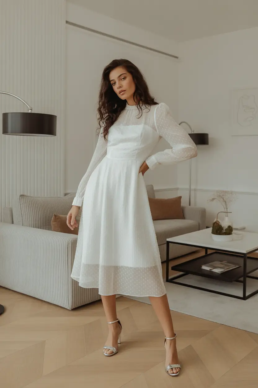 october wedding guest outfits Whisper-White Elegance with a Vintage Twist