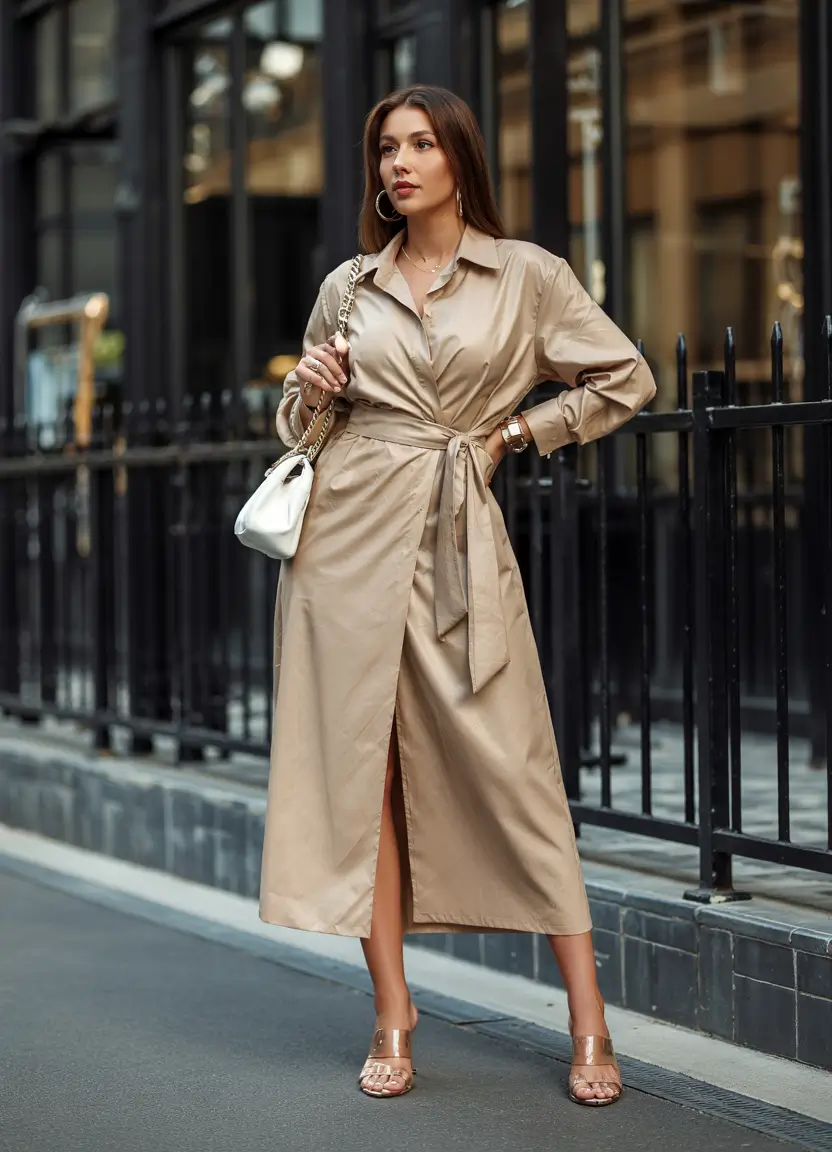 october wedding guest outfits Champagne Utility Chic