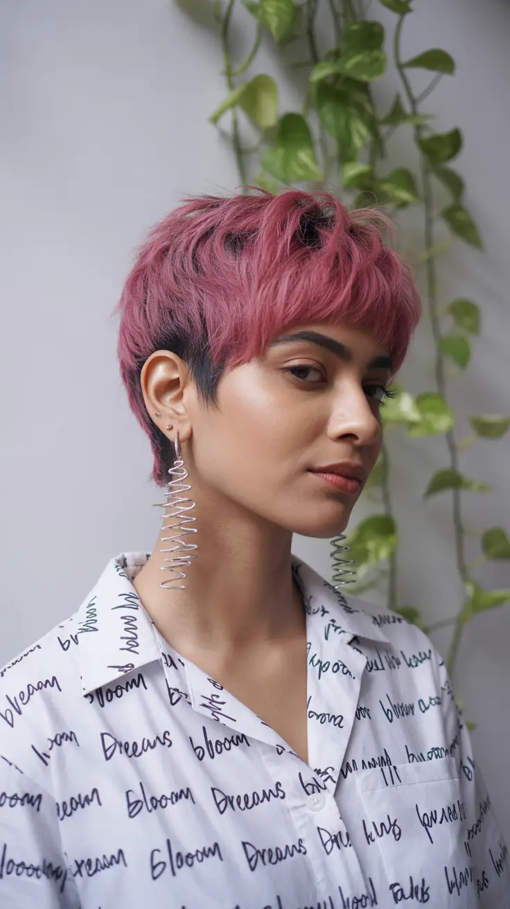 hair color for brown skin+Muted Mauve Crop with Texture