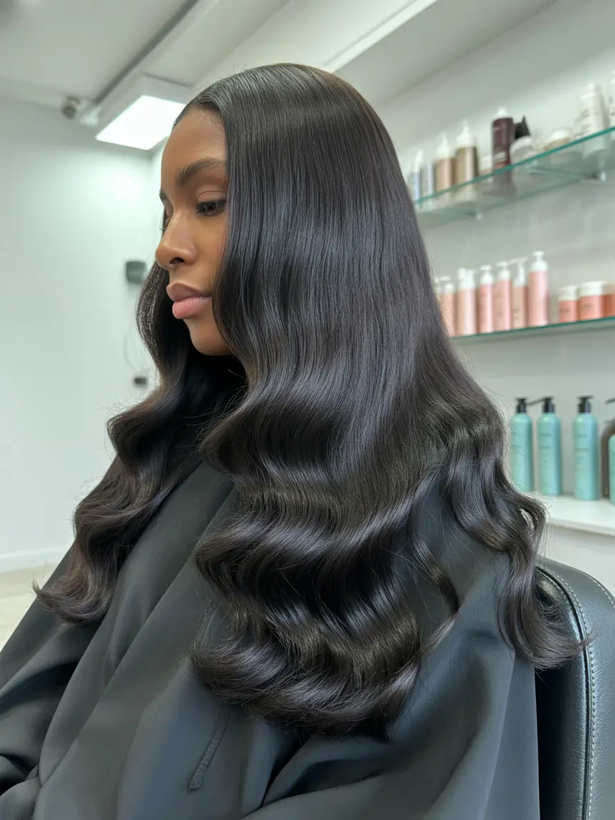 hair color for brown skin+Liquid Black Hollywood Waves