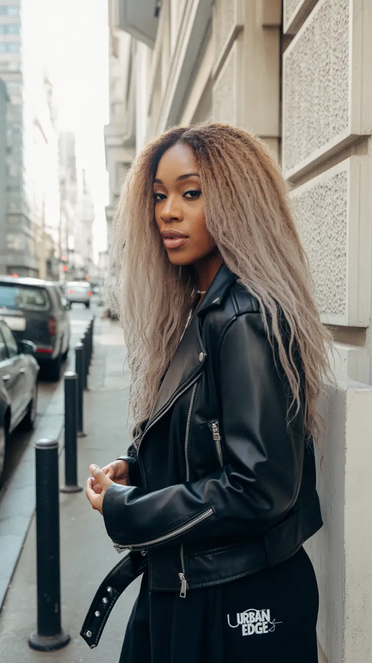 hair color for brown skin Smoky Ash Blonde with Natural Texture