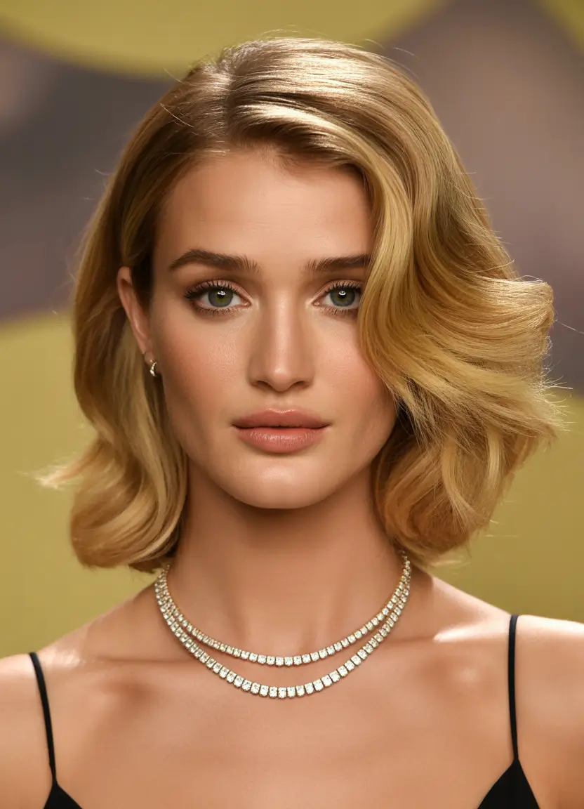 Fall short haircut Soft Retro Waves with a Deep Side Part