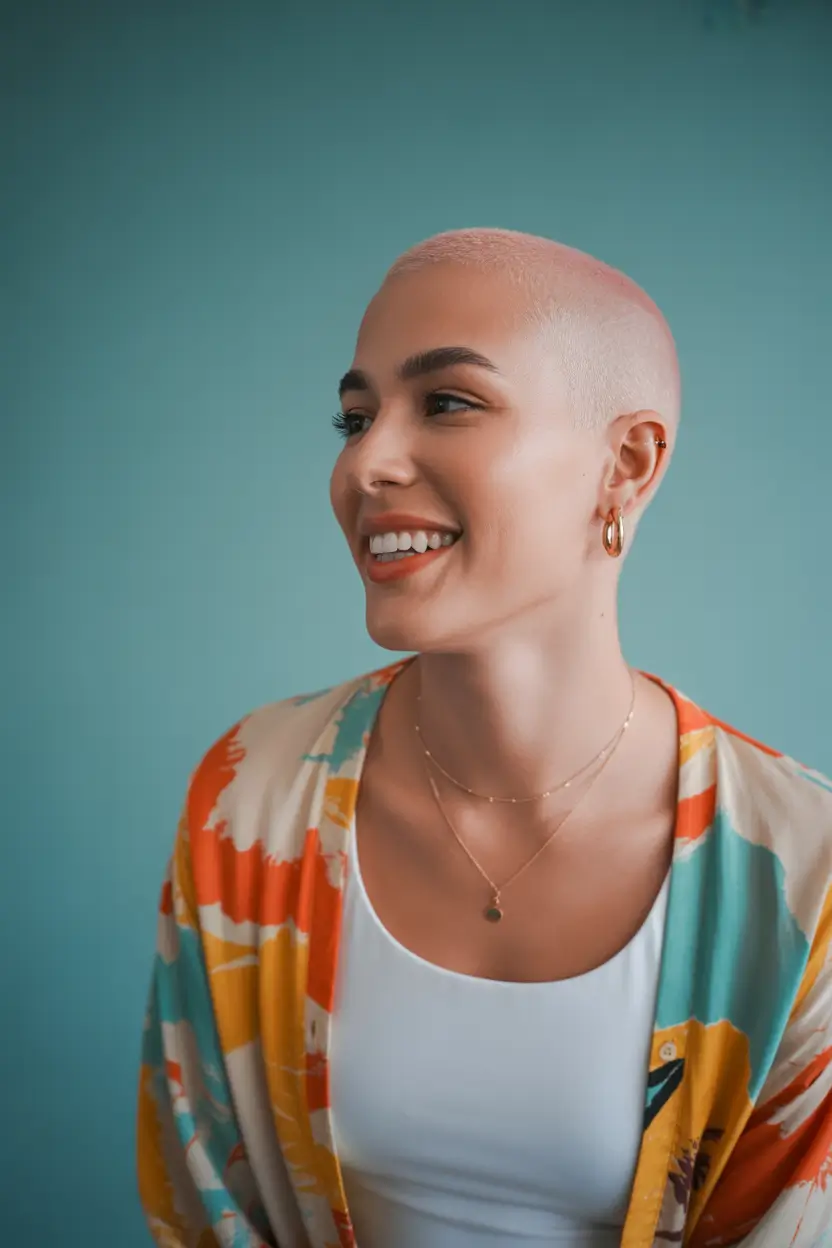 Fall-short-haircut-Bold-Buzzcut-in-Warm-Peach