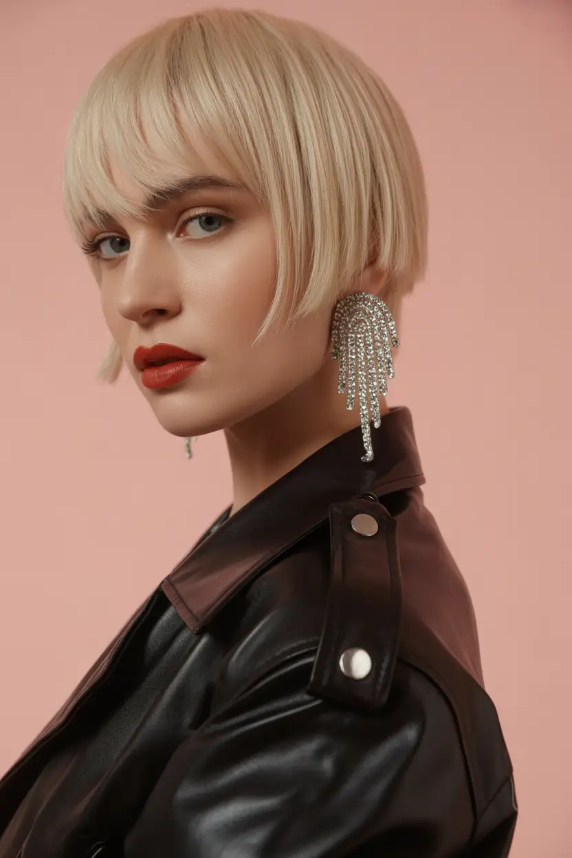 Fall short haircut Modern Bowl Cut with a Glossy Finish