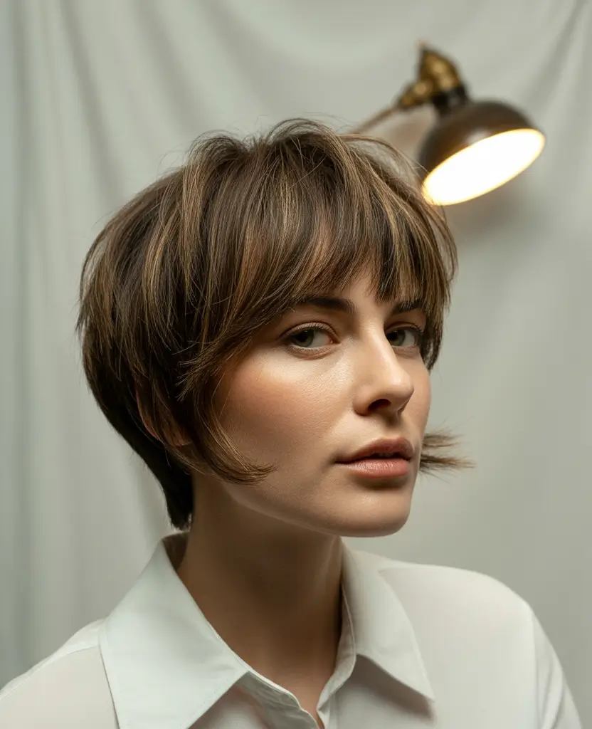 Fall short haircut Layered Mushroom Cut with Curtain Bangs