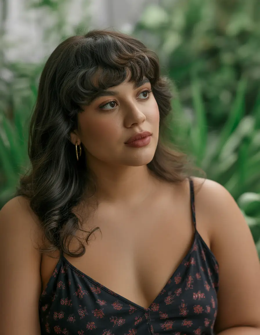 Fall Haircuts for Chubby Faces Curly Bangs and Retro Cuteness