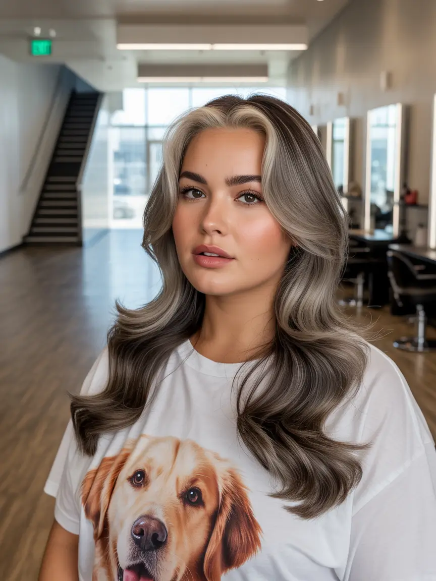 Fall Haircuts for Chubby Faces Silver Siren with Swooping Bangs