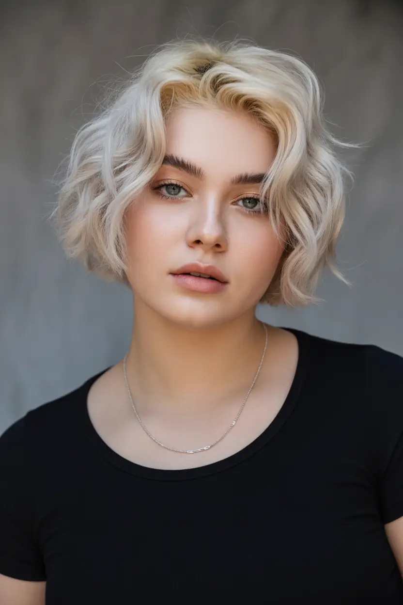 Fall Haircuts for Chubby Faces+Cool-Girl Platinum Bob