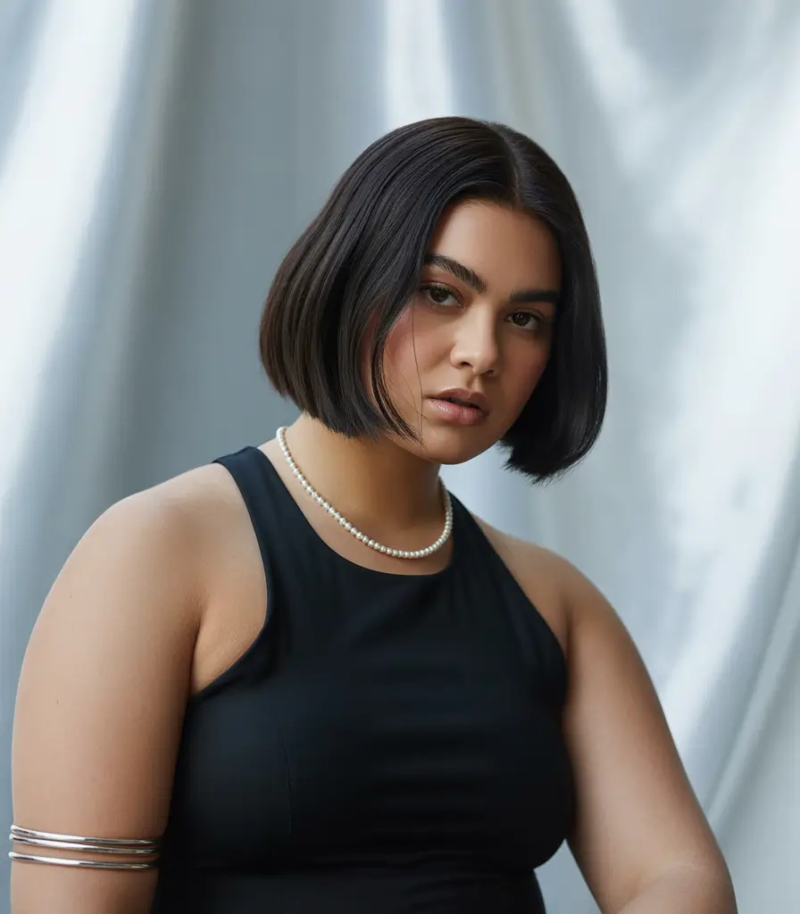 Fall Haircuts for Chubby Faces+Rounded Precision Bob With Polished Ends