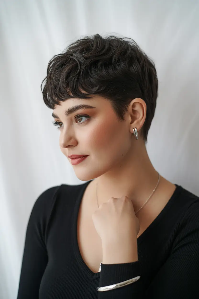Fall Haircuts for Chubby Faces+Textured Pixie With a Playful Edge