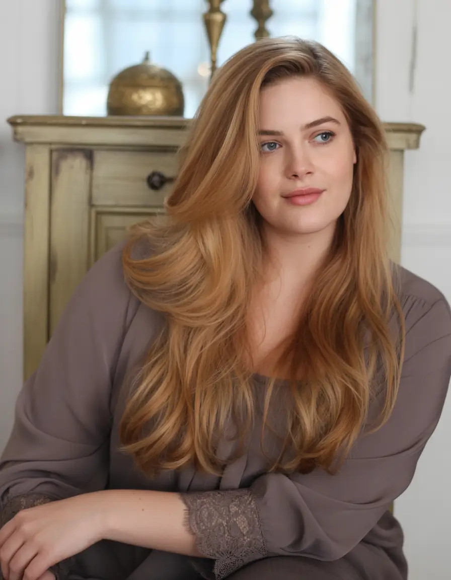 Fall Haircuts for Chubby Faces Golden Flow with Soft Diagonal Layers