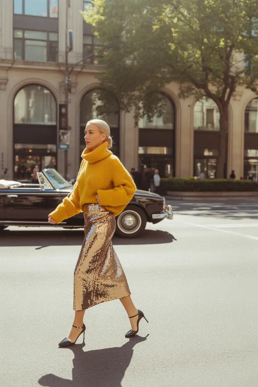 cozy fall outfits Sequins in the Daylight: Fall Glamor Reimagined