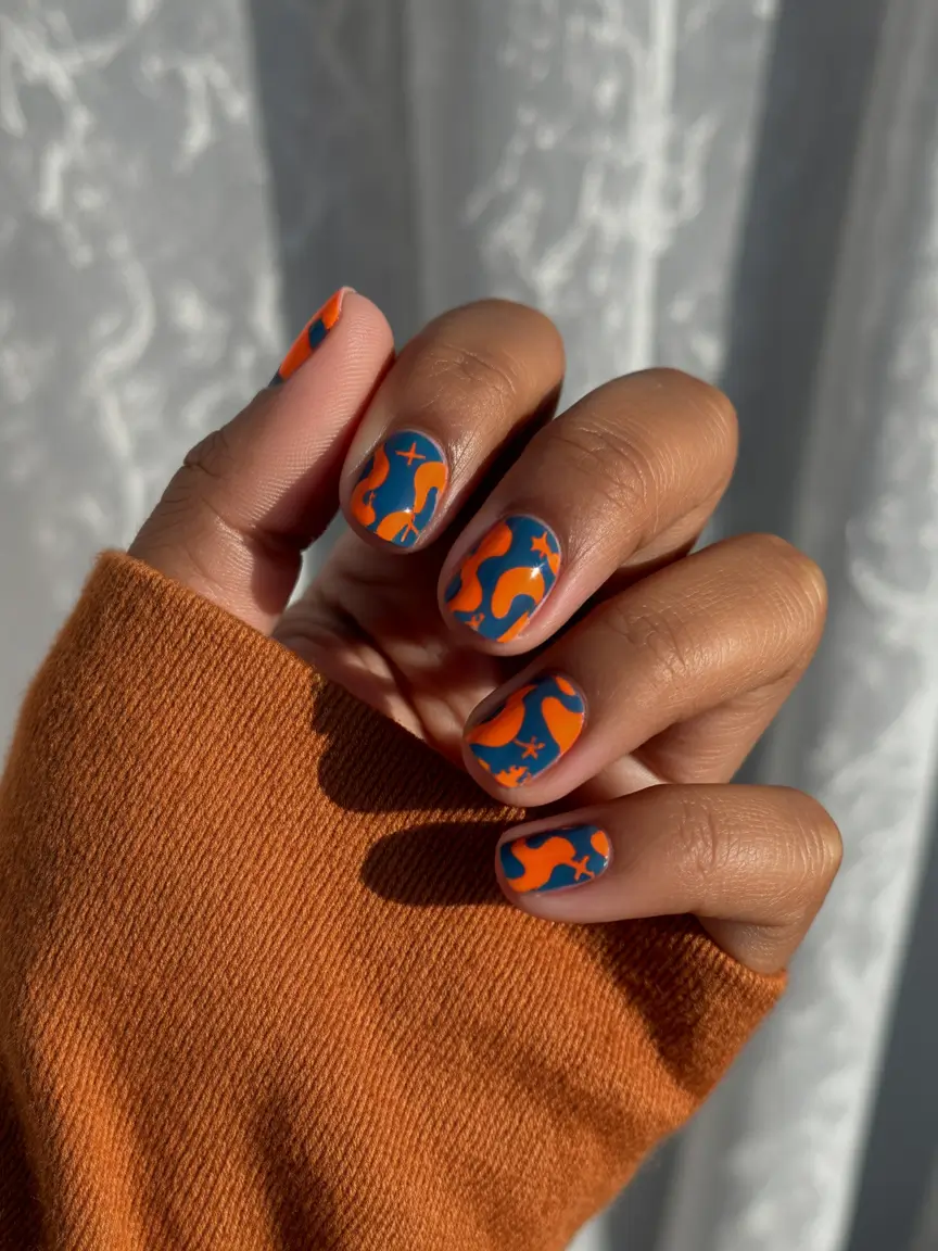Fall-gel-short+Tangerine-Teal-Micro-Art