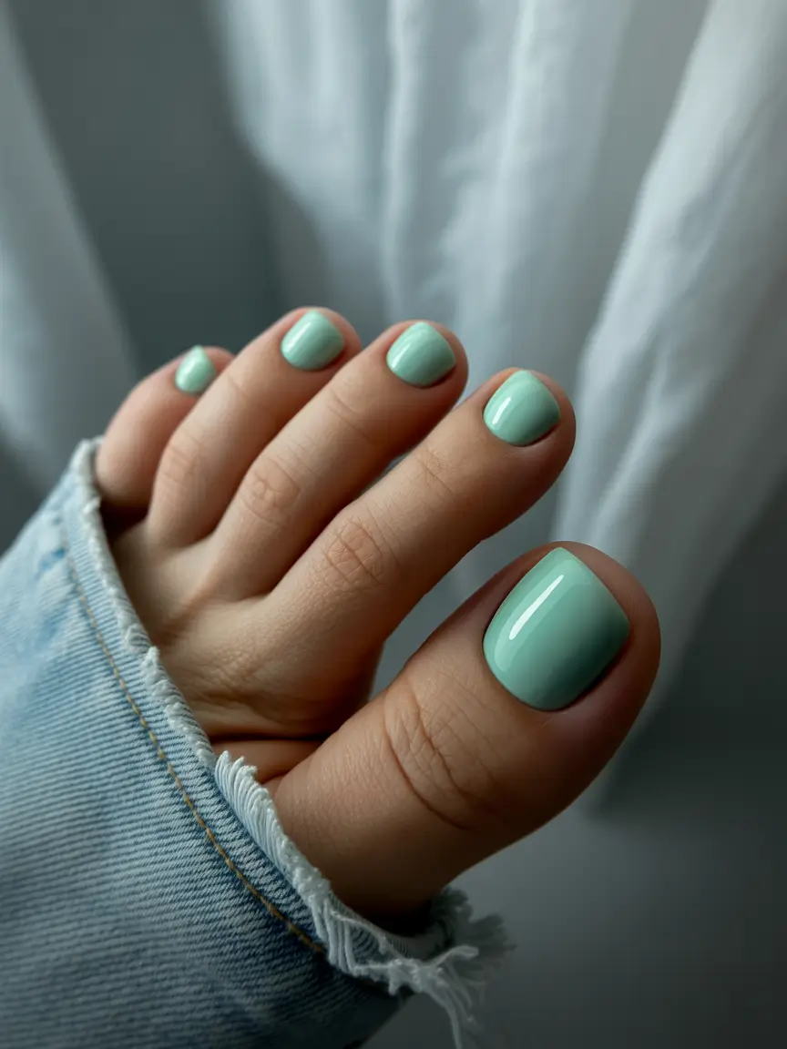 Mint Toe Nail Design Early Fall 2025