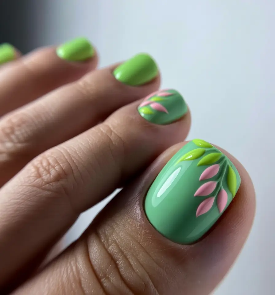 September toe nails Botanical Revival in Soft Green