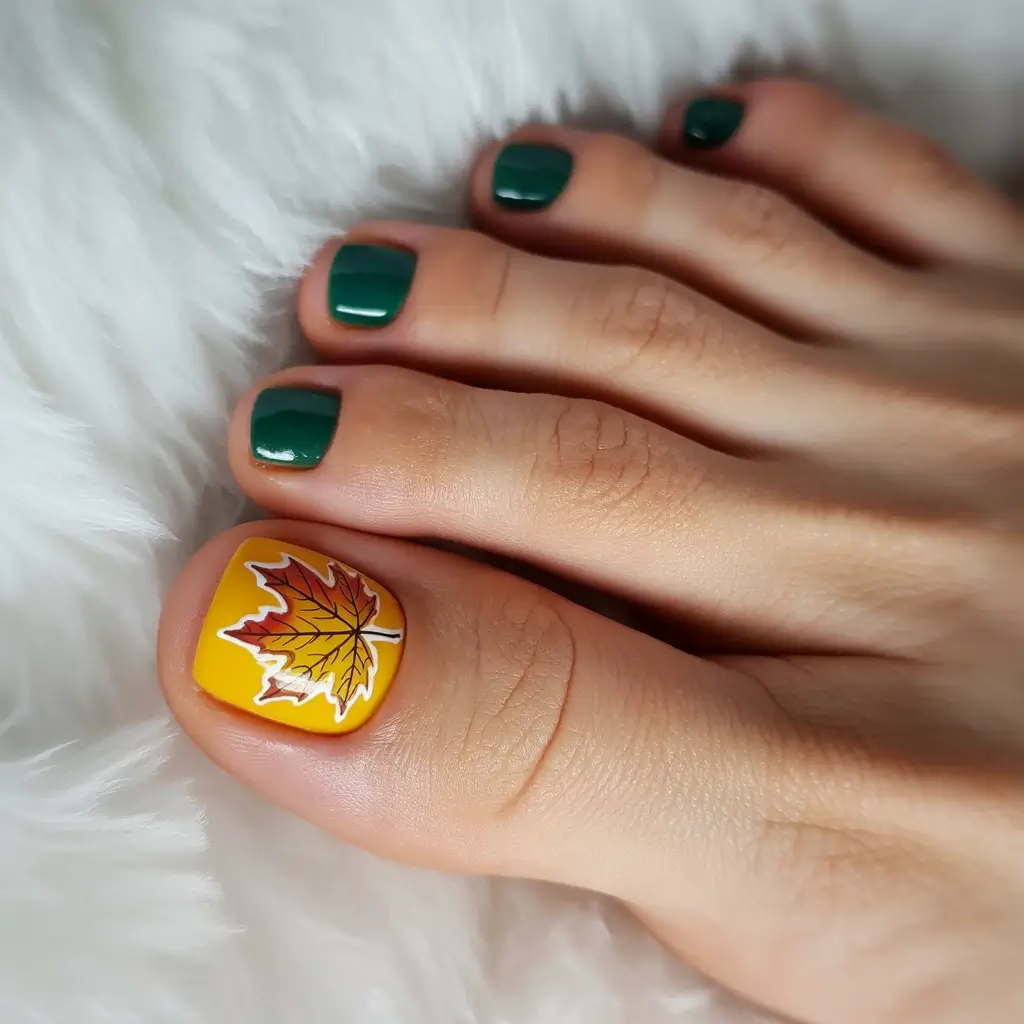 Maple Leaf Toe Nail Design Early Fall 2025