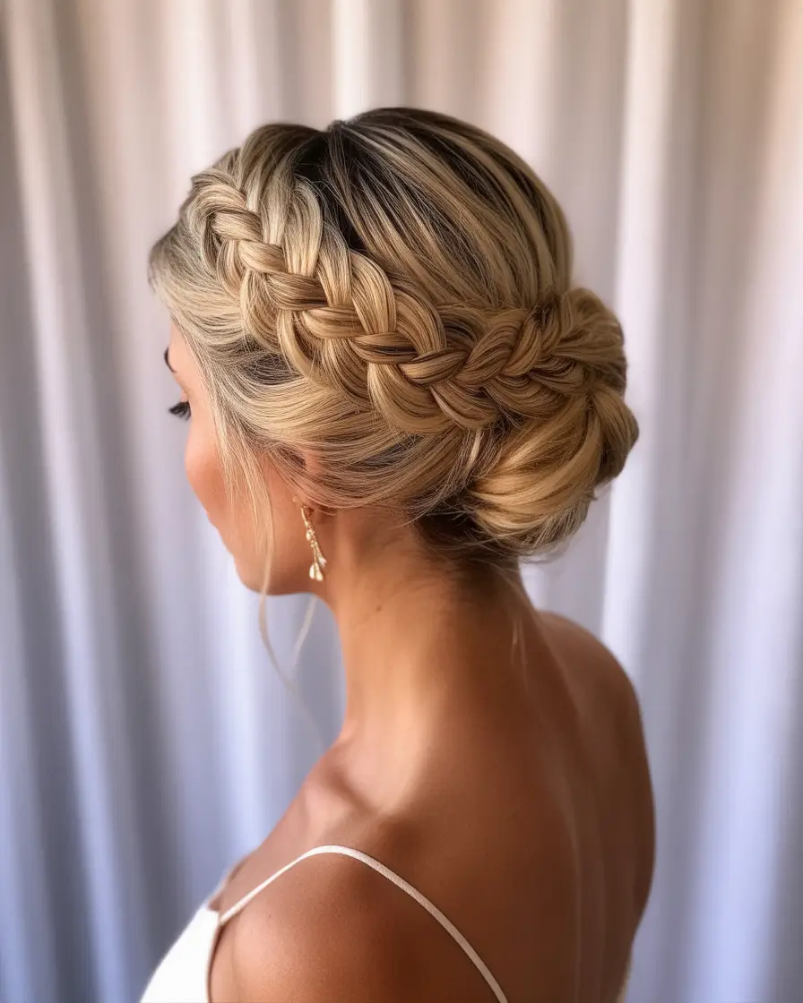 fall-hairstyles-for-women-over-40-braided-crown-for-modern-romance