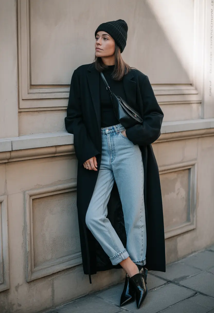 fall outfits with jeans 2025 All-Black with Denim: The Moody Minimalist
