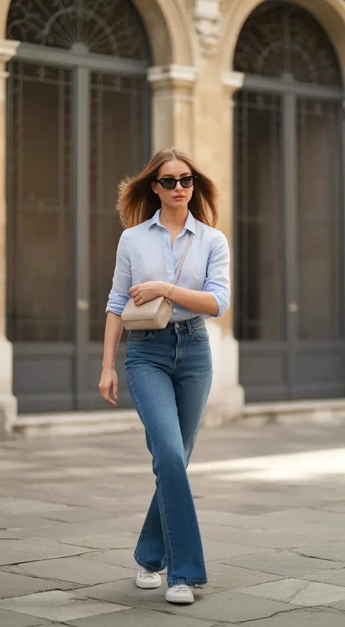 fall outfits with jeans 2025 Modern Prep with a 70s Spirit