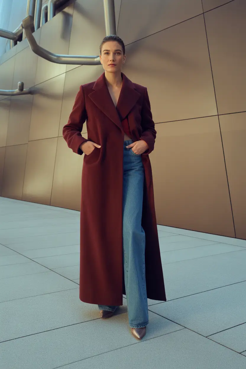 fall outfits with jeans Dramatic Length, Effortless Cool