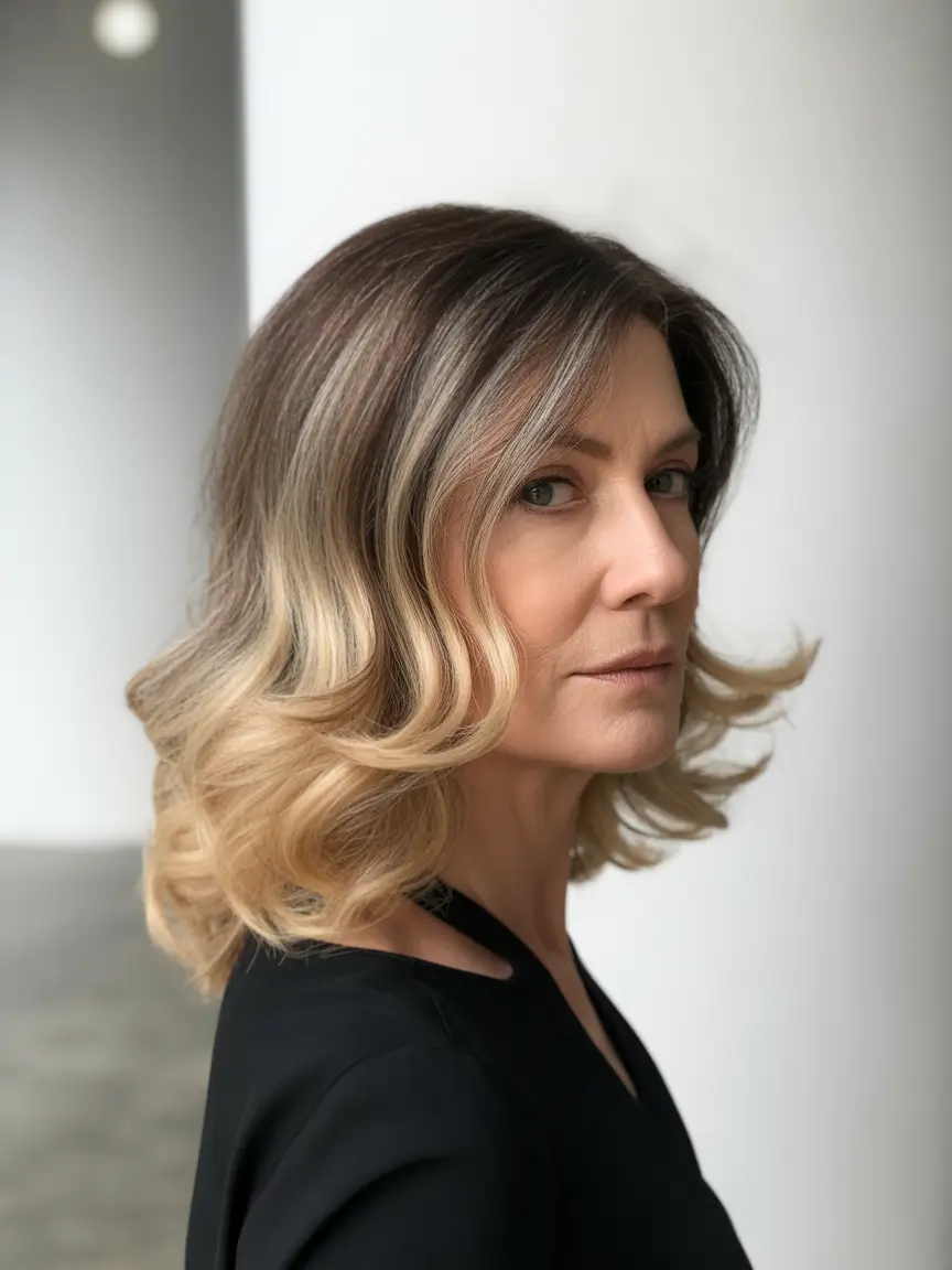 Fall hair color for women over 50 Toffee Swirl Midlength with Vintage Volume