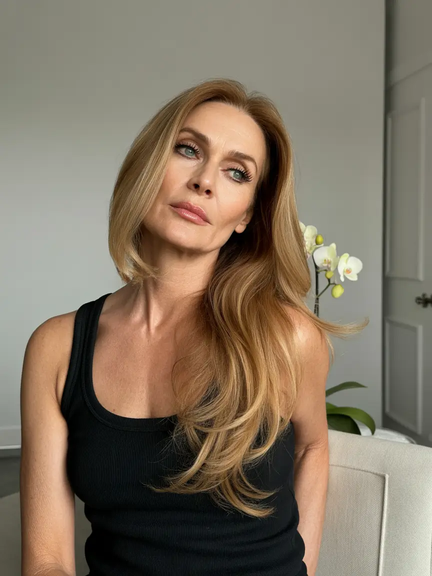 Fall hair color for women over 50 Warm Honey Layers for Everyday Elegance