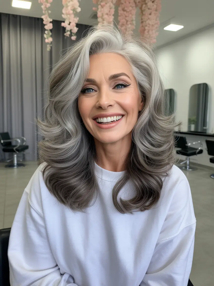 Fall hair color for women over 50 Big Volume, Cool Contrast