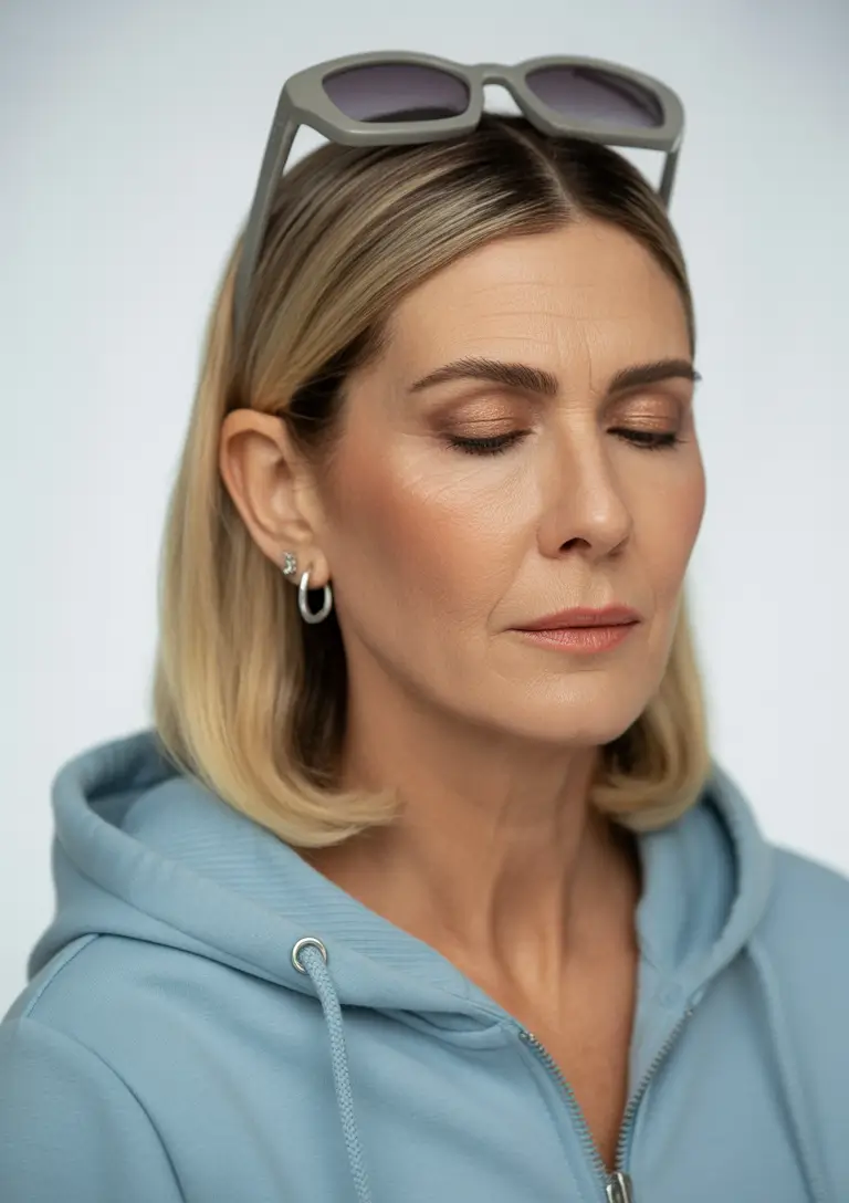 Fall hair color for women over 50 Chic Vanilla Bob with Rooted Dimension