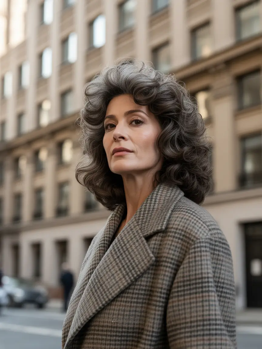 Fall hair color for women over 60 Elegant Volume with Salted Espresso