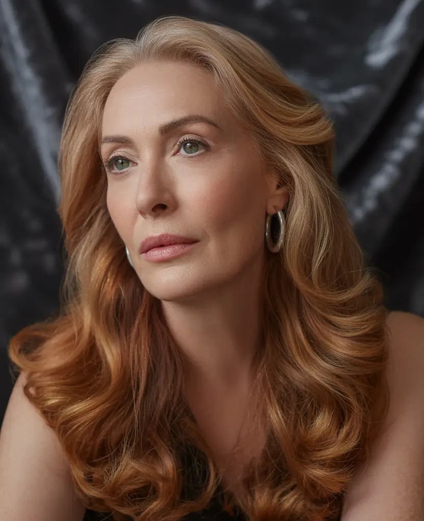 Fall hair color for women over 60 Strawberry Gold Glamour Waves