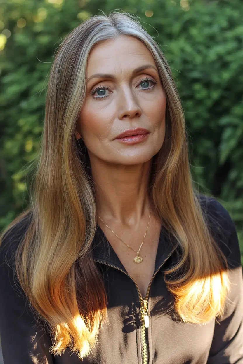 Fall hair color for women over 60 Golden Butterscotch Length with Lived-In Roots
