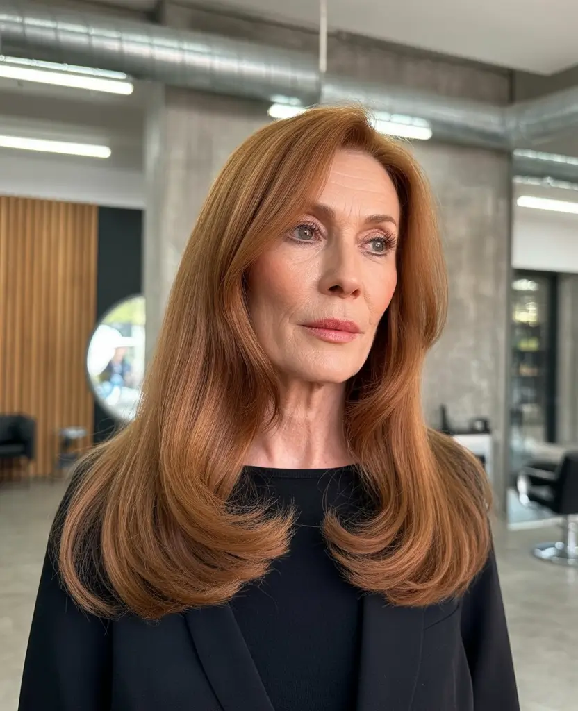 Fall hair color for women over 60 Cinnamon Bronze Volume Blowout