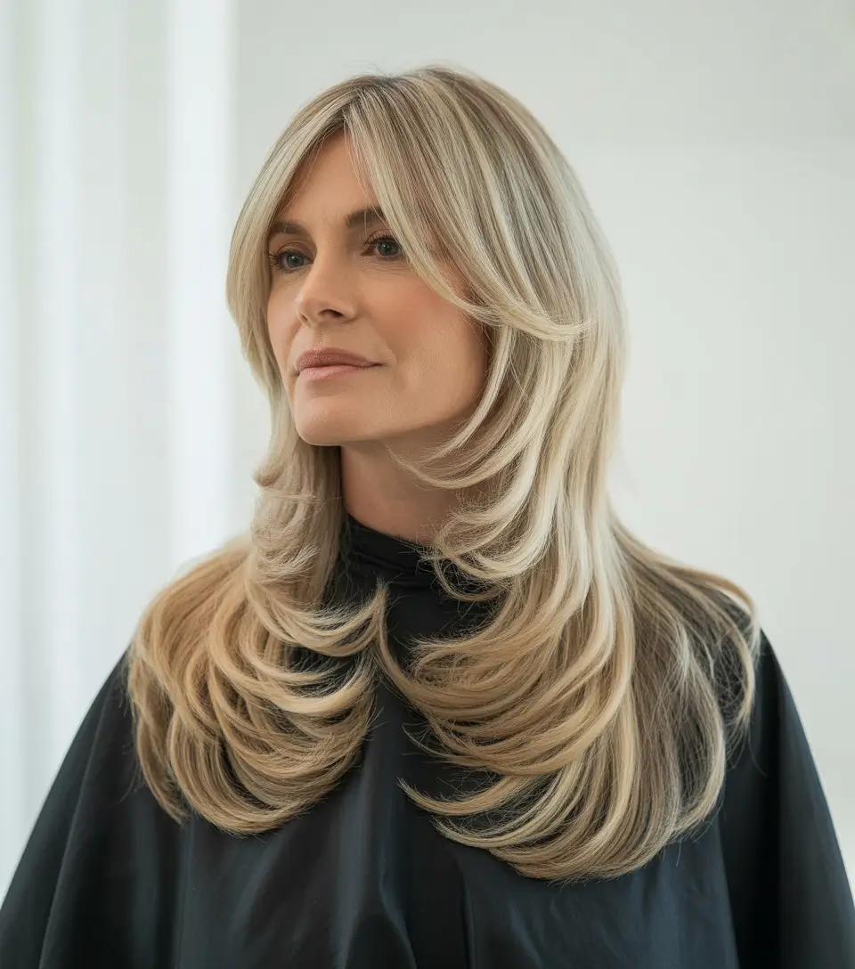 fall haircuts for women over 40 Elegant Feathering for Everyday Luxury