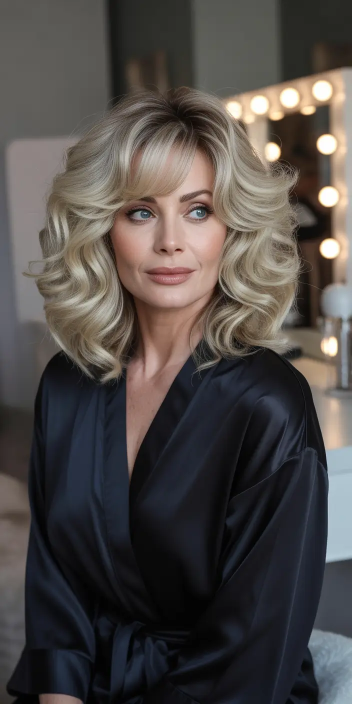 Fall haircuts for women over 50 Bouncy Curtain-Layered Blowout with Volume