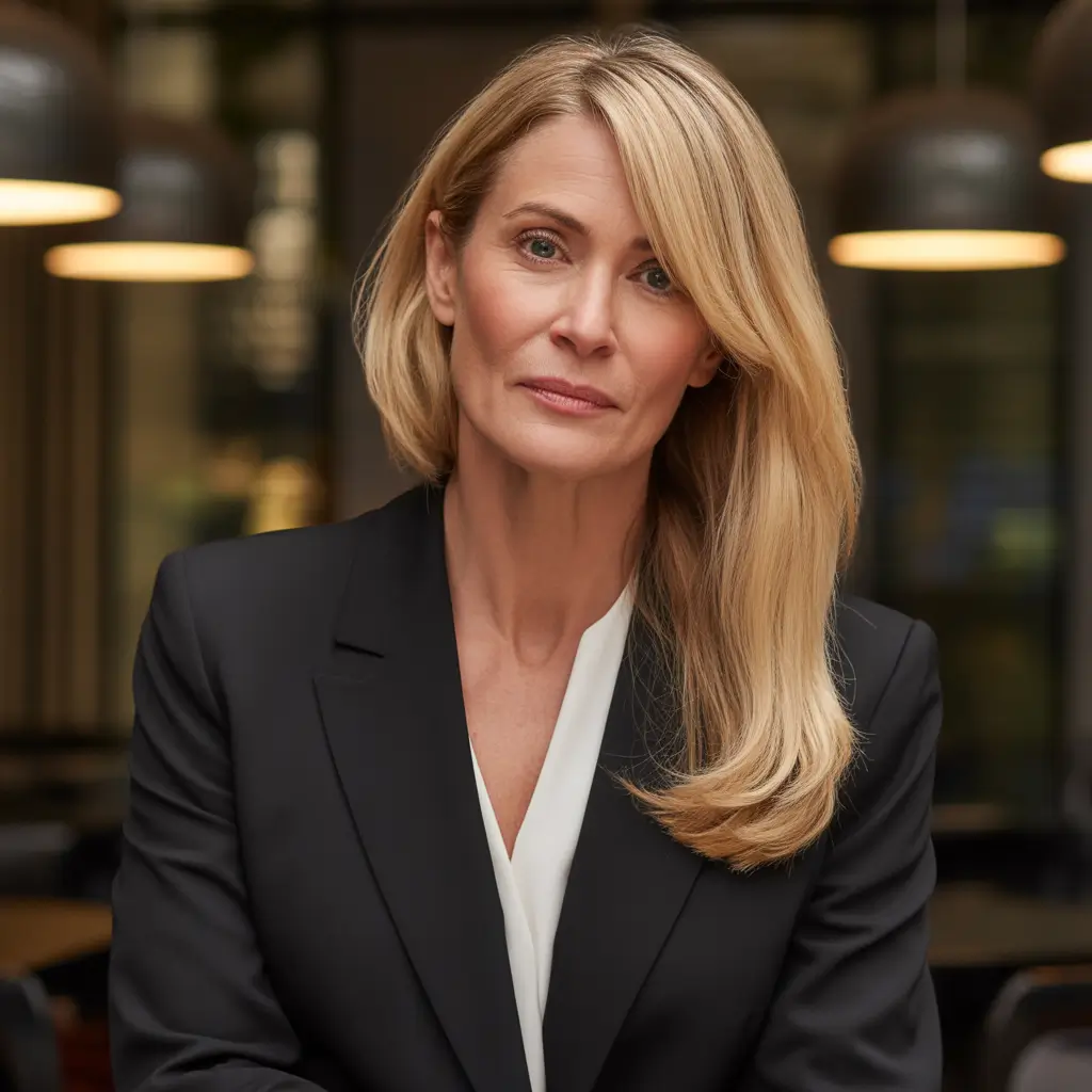 Fall haircuts for women over 50 Classic Length with Contemporary Sway