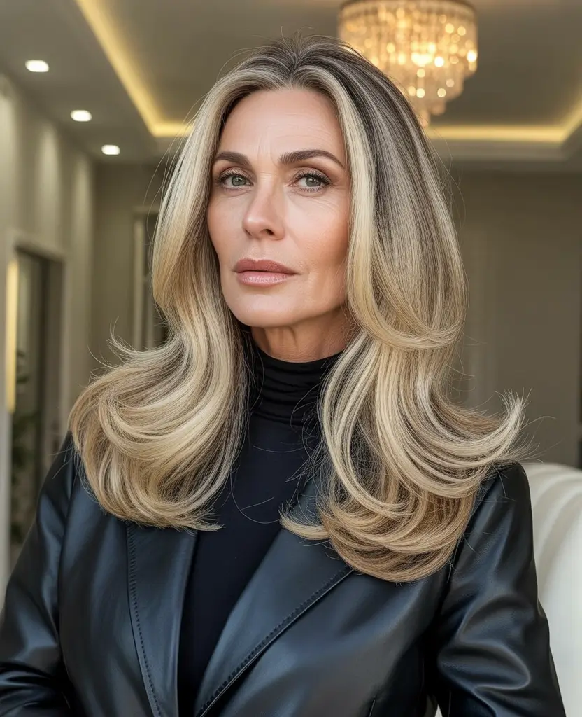 Fall haircuts for women over 50 Butterfly-Layered Blowout Glam