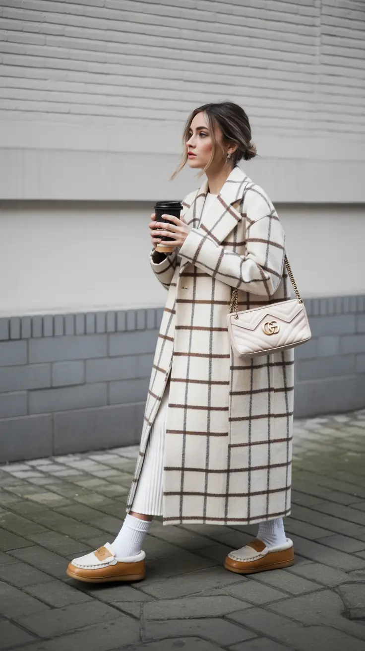 midsize fall outfits City Check Meets Cozy Chic
