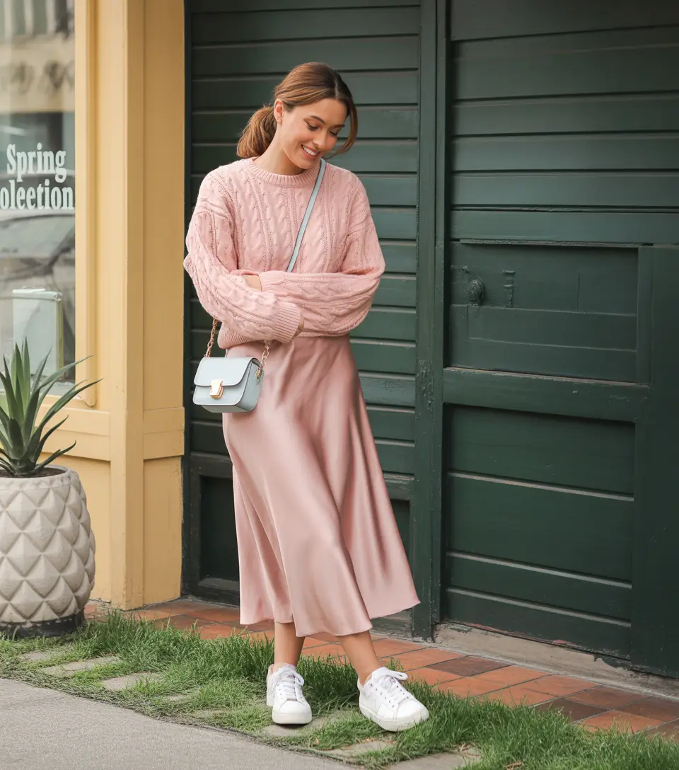 midsize fall outfits+Soft Pink Meets Street Chic