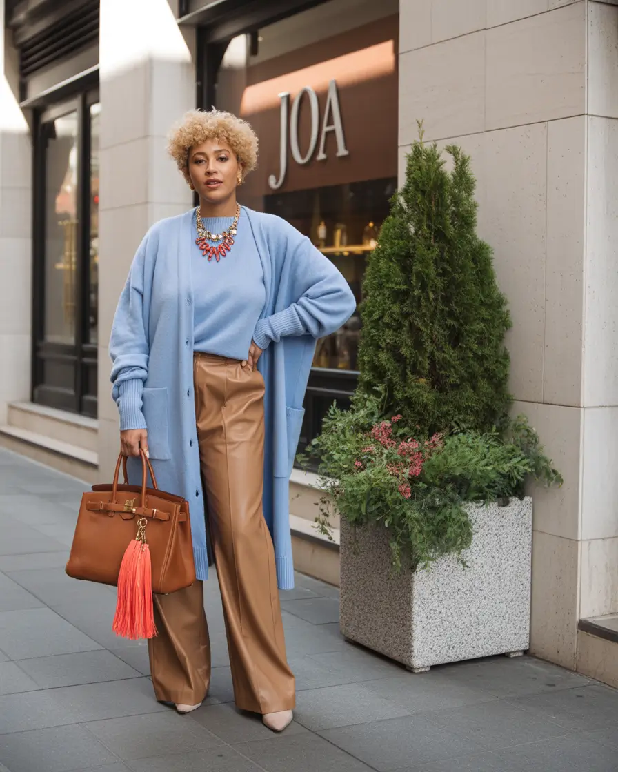midsize fall outfits+Color-Blocking with Luxe Layers
