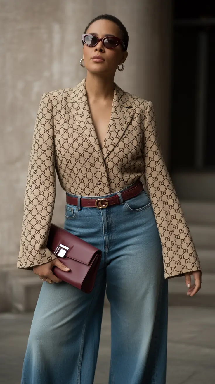 midsize fall outfits+Designer Blazer Meets Everyday Denim